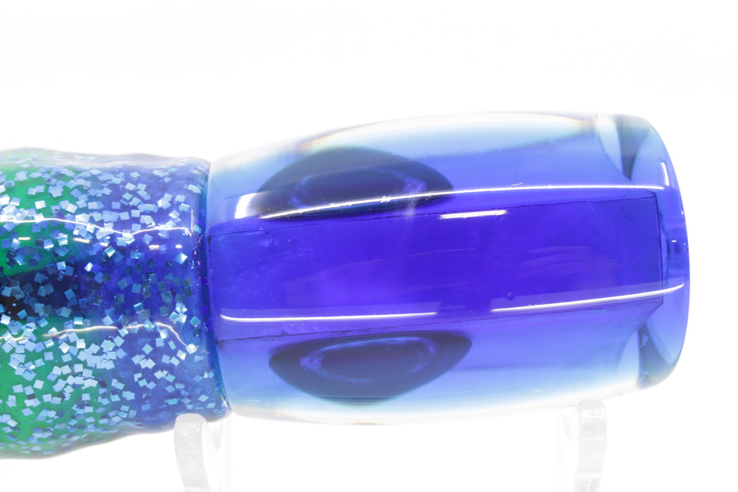 Moyes Lures White MOP Blue-Pale Yellow Back Taxi Eyes Boogeyman 12" 7oz Skirted