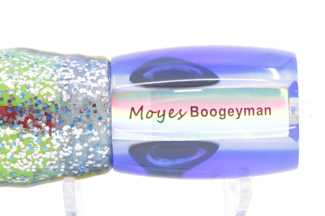 Moyes Lures White MOP Blue-Pale Yellow Back Taxi Eyes Boogeyman 12" 7oz Skirted