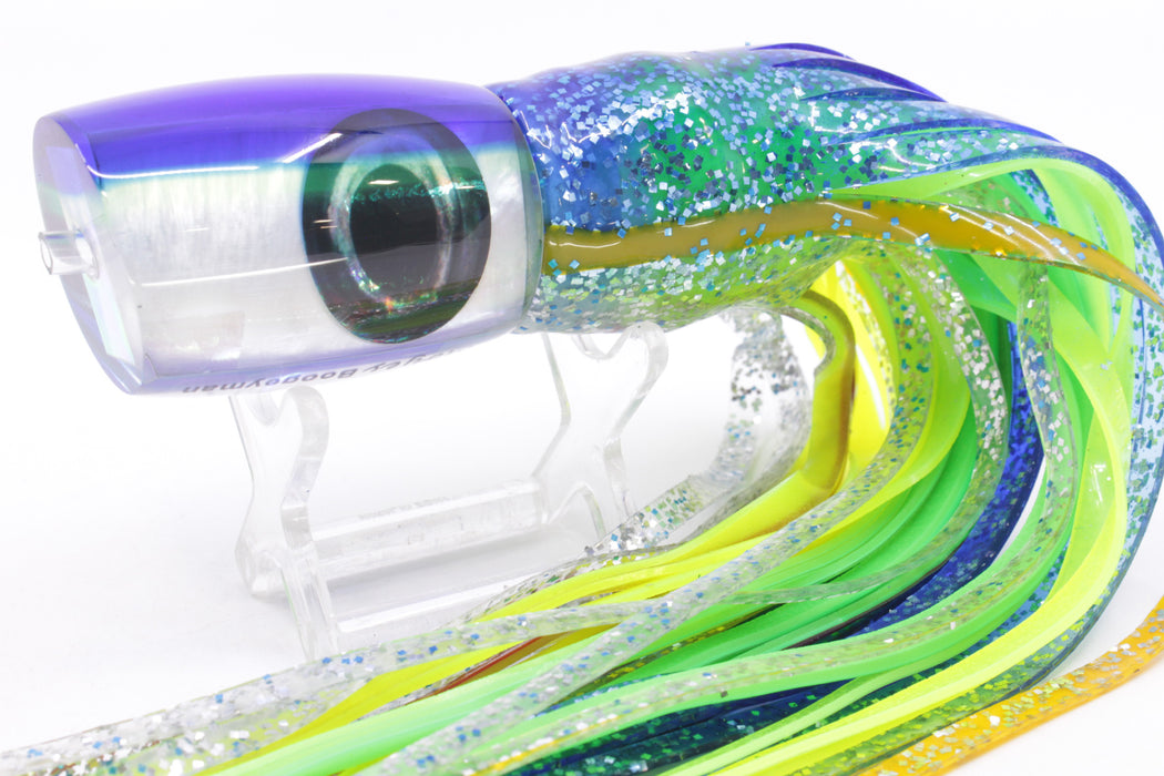 Moyes Lures White MOP Blue-Pale Yellow Back Taxi Eyes Boogeyman 12" 7oz Skirted