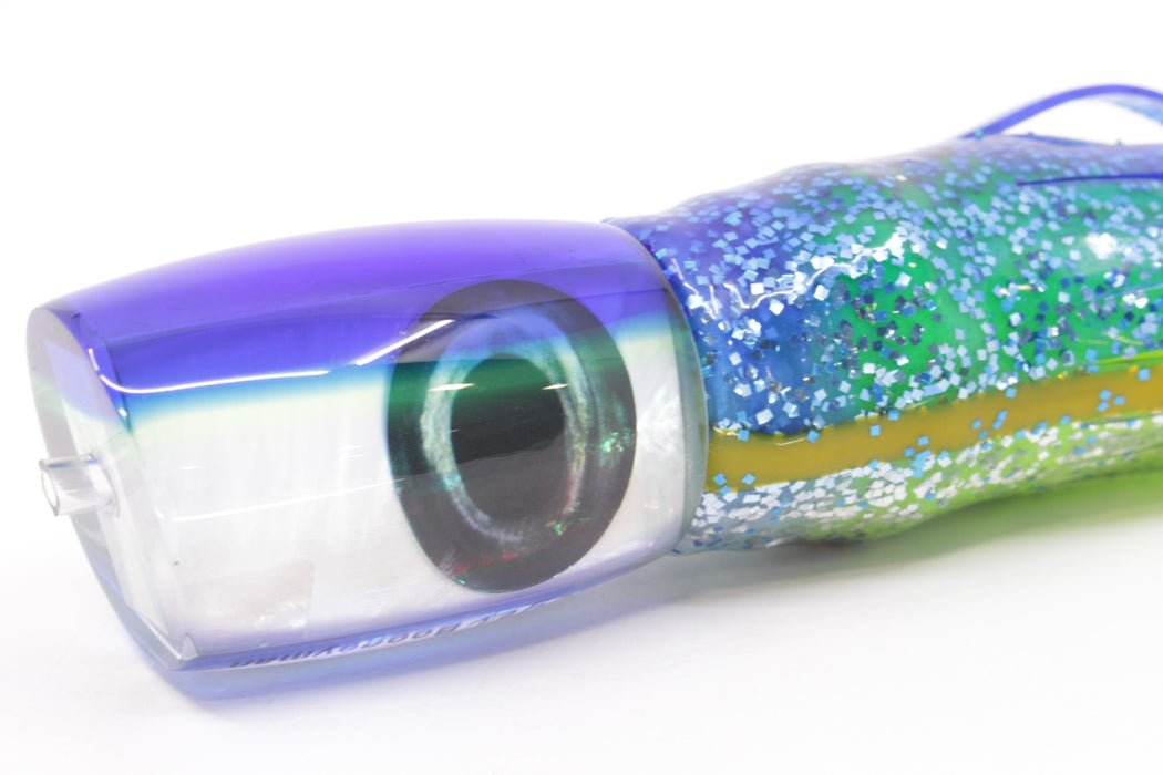 Moyes Lures White MOP Blue-Pale Yellow Back Taxi Eyes Boogeyman 12" 7oz Skirted