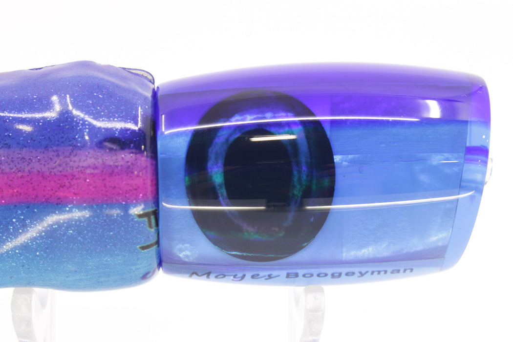 Moyes Lures Ice Blue MOP Blue Back Taxi Eyes Boogeyman 12" 5.7oz Fire Tailz Vinyl