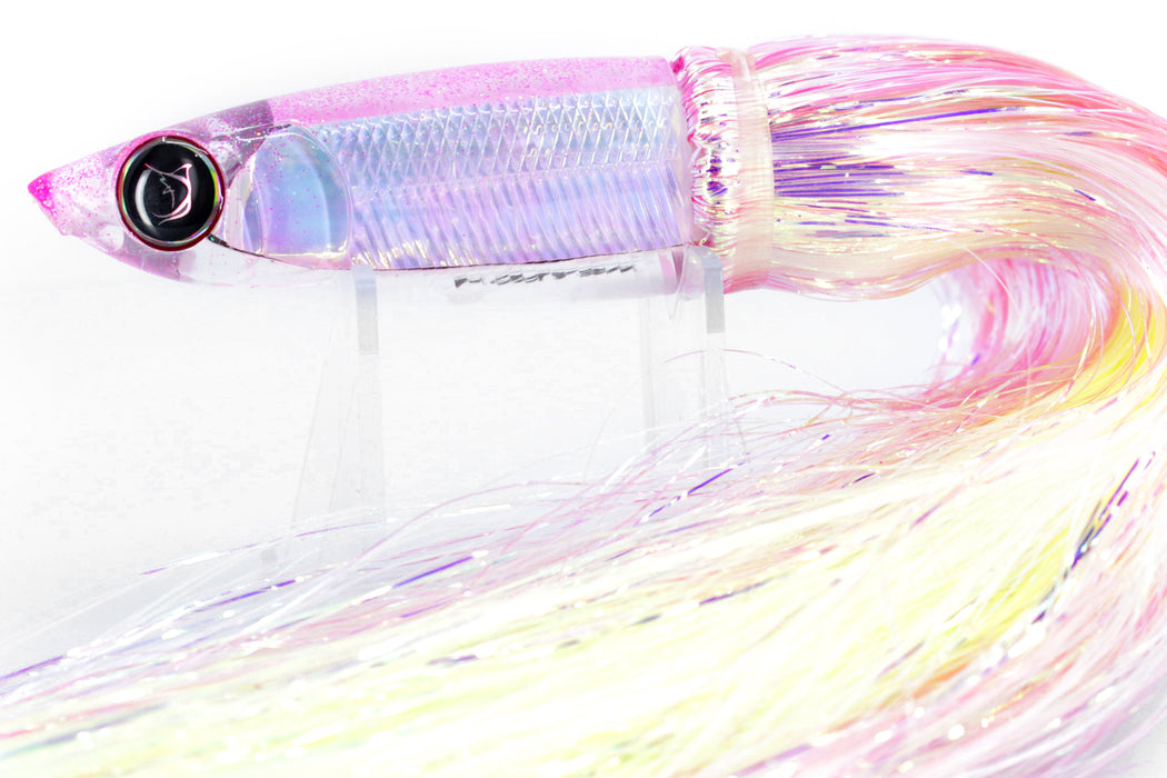 Bonze Lures Iridescent Pink Glittered Back Weapon 9 8oz Flashabou + P — GZ  Lures Big Game Supply