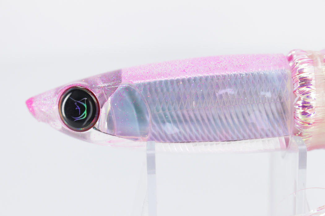 Bonze Lures Iridescent Pink Glittered Back Weapon 9" 8oz Flashabou + Pink Mirage