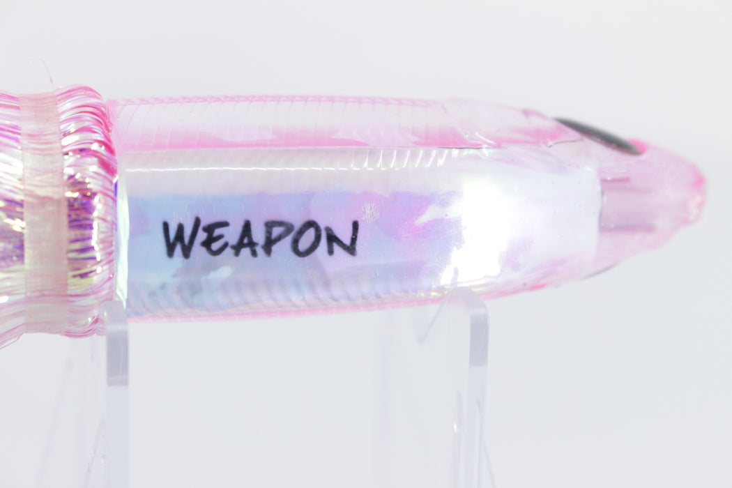 Bonze Lures Iridescent Pink Glittered Back Weapon 9" 8oz Flashabou + Pink Mirage