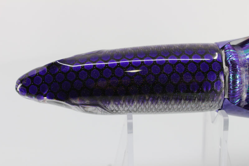 Bonze Lures Silver Rainbow Purple Dot Back Weapon X 12" 9.6oz Flashabou with Wings