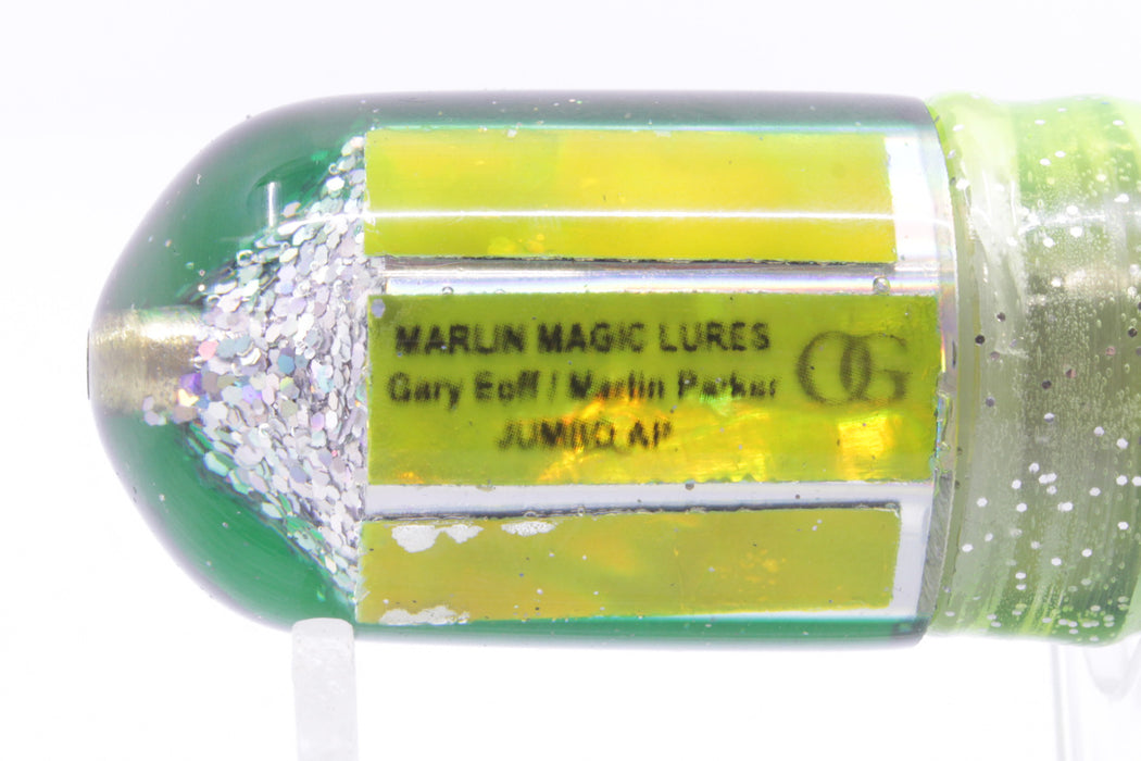 Marlin Magic Lures Lime MOP Green Back Jumbo AP Bullet 9" 6oz Skirted Green-Clear