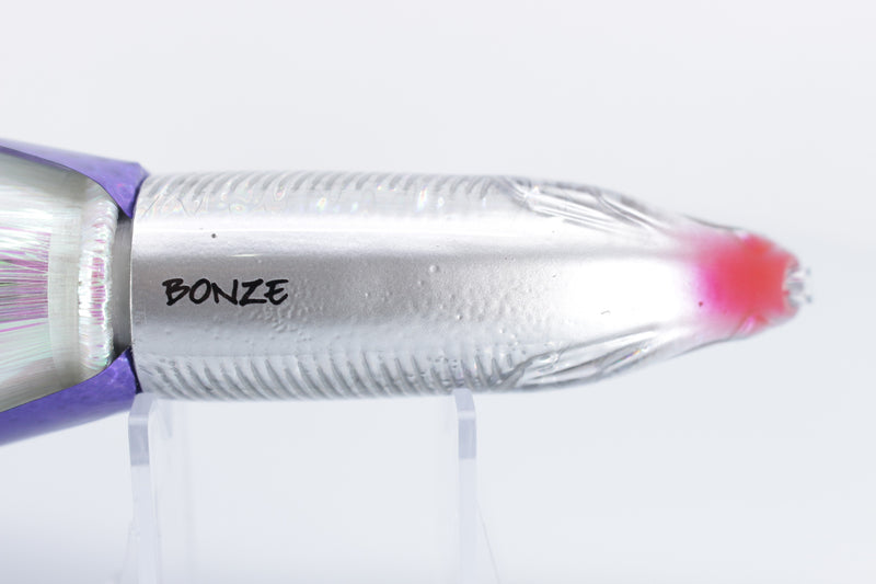 Bonze Lures Silver Rainbow Purple Dot Back Weapon X 12" 9.6oz Flashabou with Wings