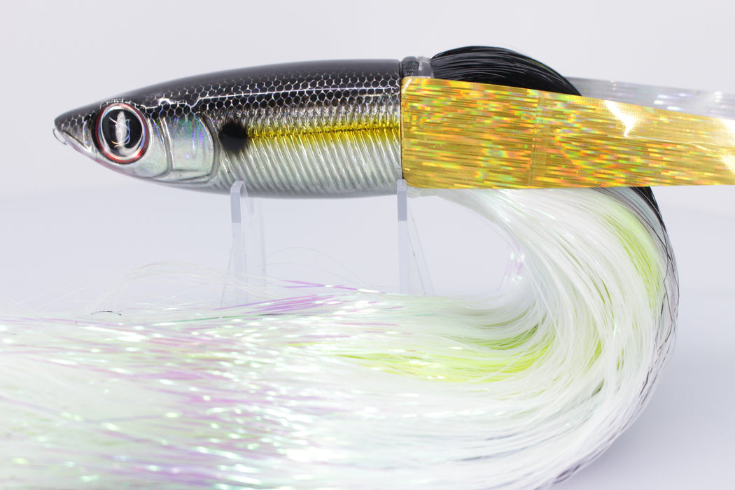 Bonze Lures Silver Rainbow Black Back Weapon X 12" 9.6oz Flashabou with Wings