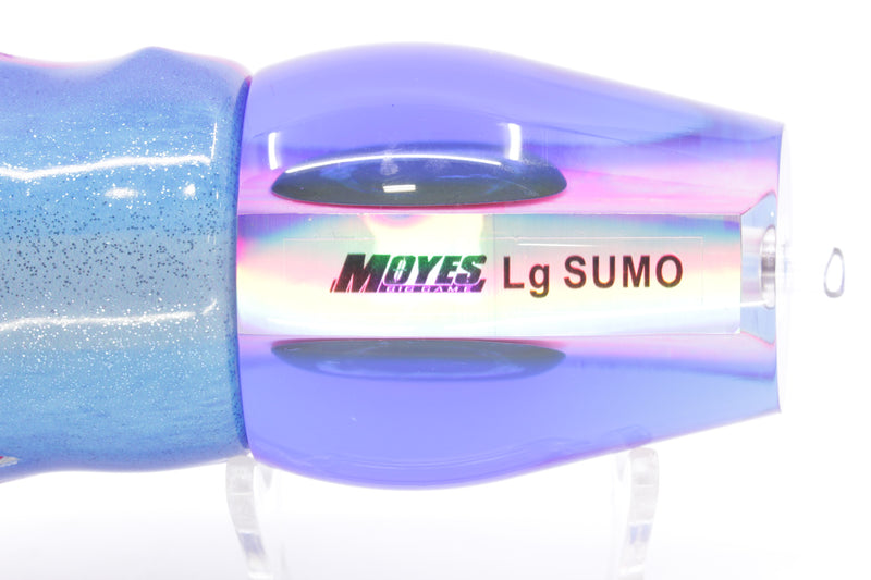 Moyes Lures Pink MOP Blue Back Taxi Eyes Large Sumo 14" 10.3oz Fire Tailz Vinyl Blue Dream