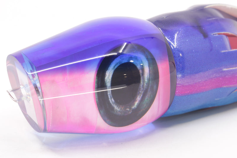 Moyes Lures Pink MOP Blue Back Taxi Eyes Large Sumo 14" 10.3oz Fire Tailz Vinyl Blue Dream