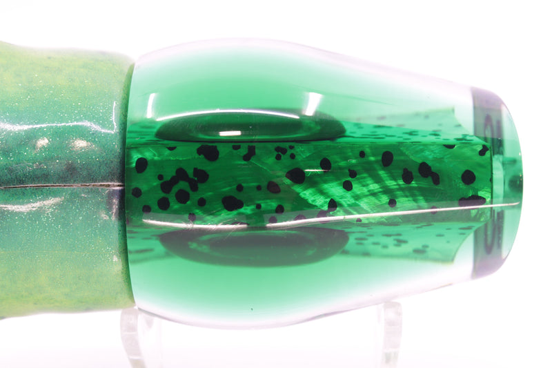 Moyes Lures Mahi MOP Green Back Taxi Eyes Large Sumo 14" 10.3oz Fire Tailz Vinyl Mahi