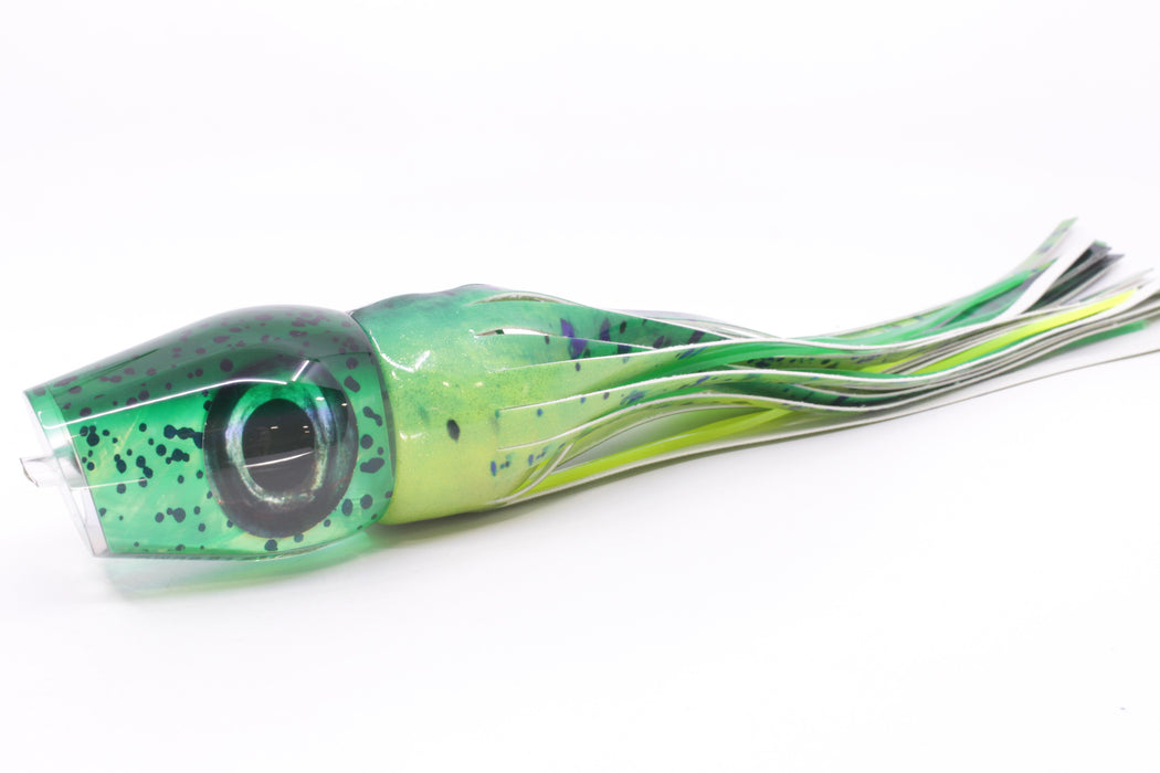 Moyes Lures Mahi MOP Green Back Taxi Eyes Large Sumo 14" 10.3oz Fire Tailz Vinyl Mahi