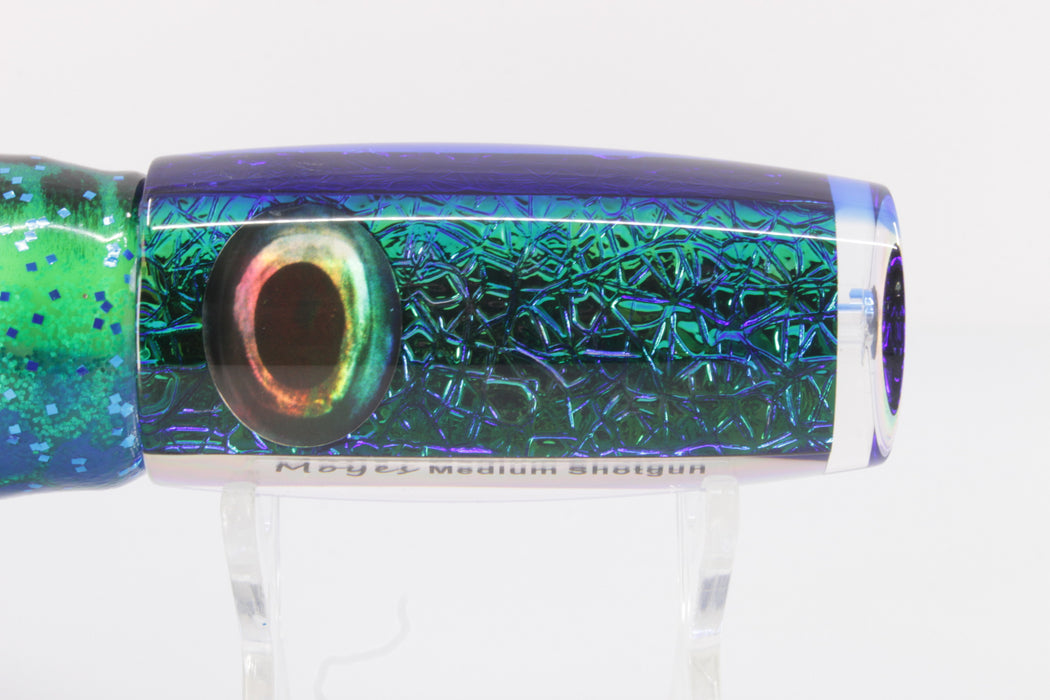 Moyes Lures Blue-Green Oil Slick Blue Back Medium Shotgun 10" 6oz Skirted