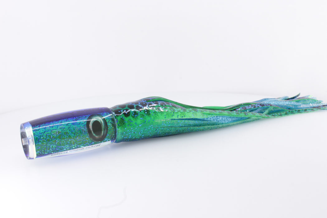 Moyes Lures Blue-Green Oil Slick Blue Back Medium Shotgun 10" 6oz Skirted