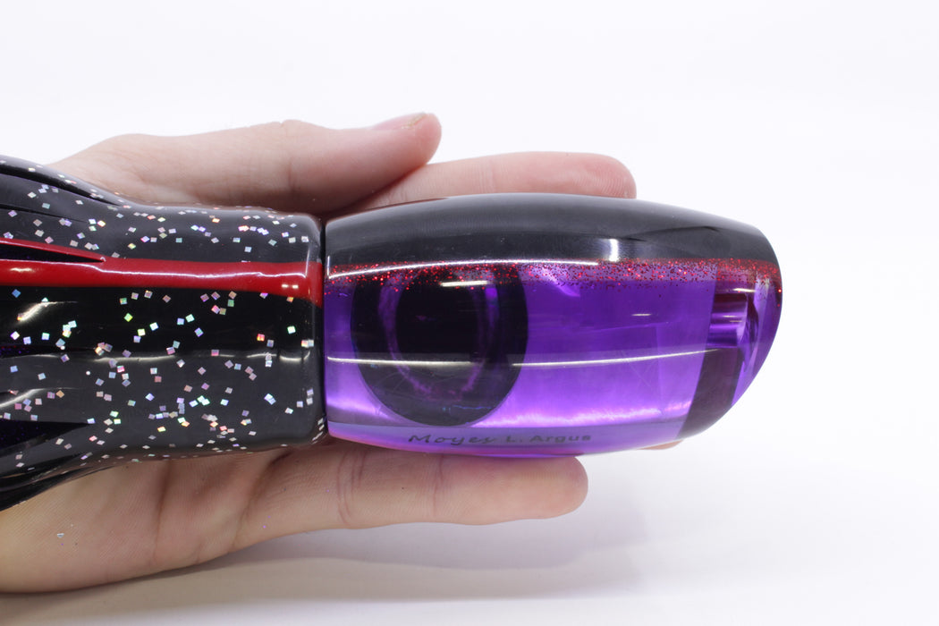 Moyes Lures Purple MOP Black-Red Back Large Argus 14" 10oz Skirted Black/Purple