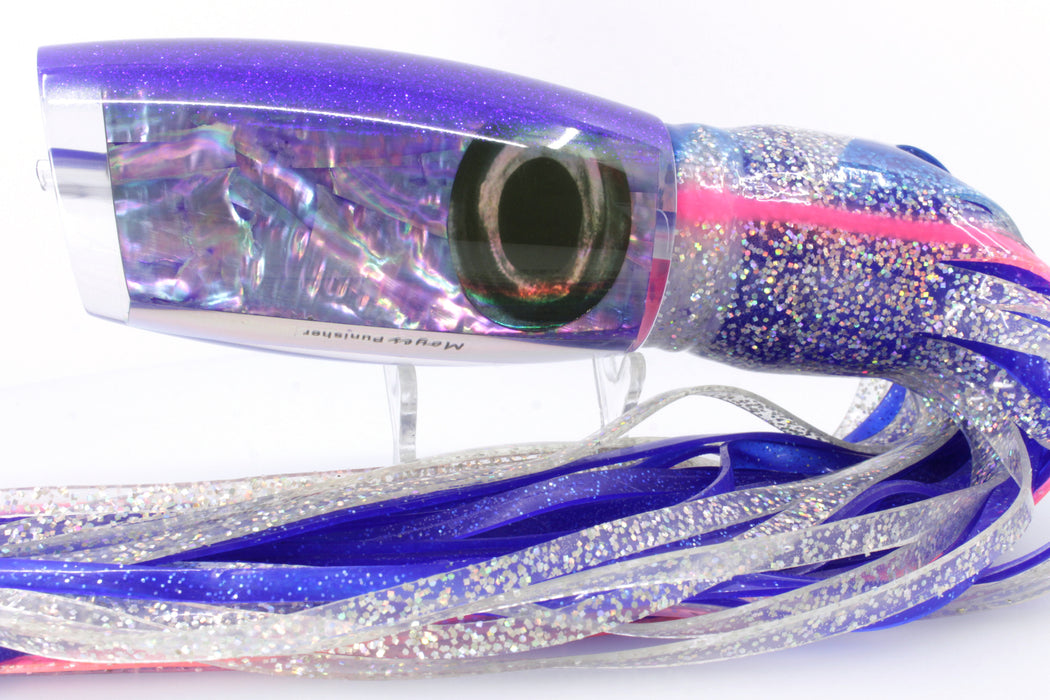 Moyes Lures Rainbow MOP Blue Glitter Back Punisher 16" 14.5oz Skirted