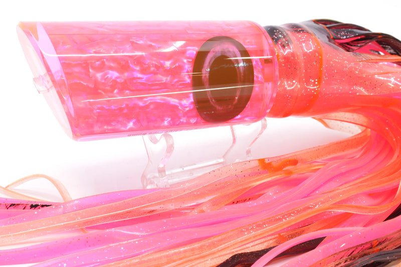 Moyes Lures Fluorescent Pink Awabi Large Pipe Bomb 14" 12.3oz Skirted Root Beer/Pink