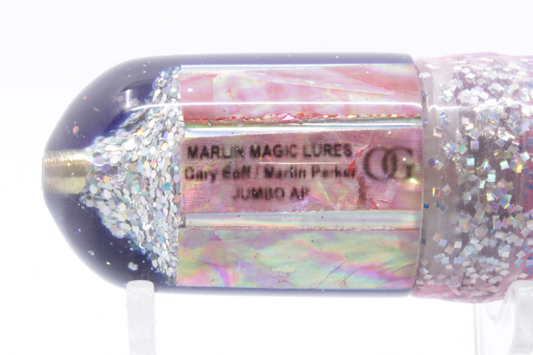 Marlin Magic Lures Pink MOP Blue Back Jumbo AP Bullet 9" 6oz Skirted Clear-Blue Bars