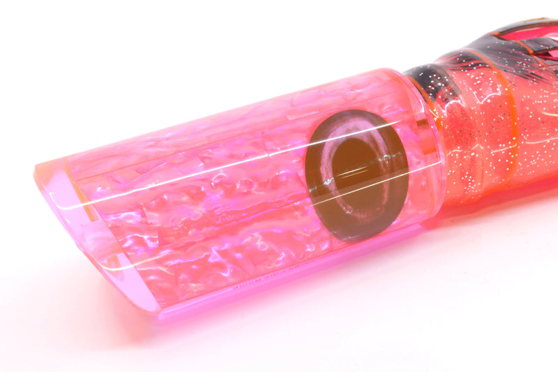 Moyes Lures Fluorescent Pink Awabi Large Pipe Bomb 14" 12.3oz Skirted Root Beer/Pink