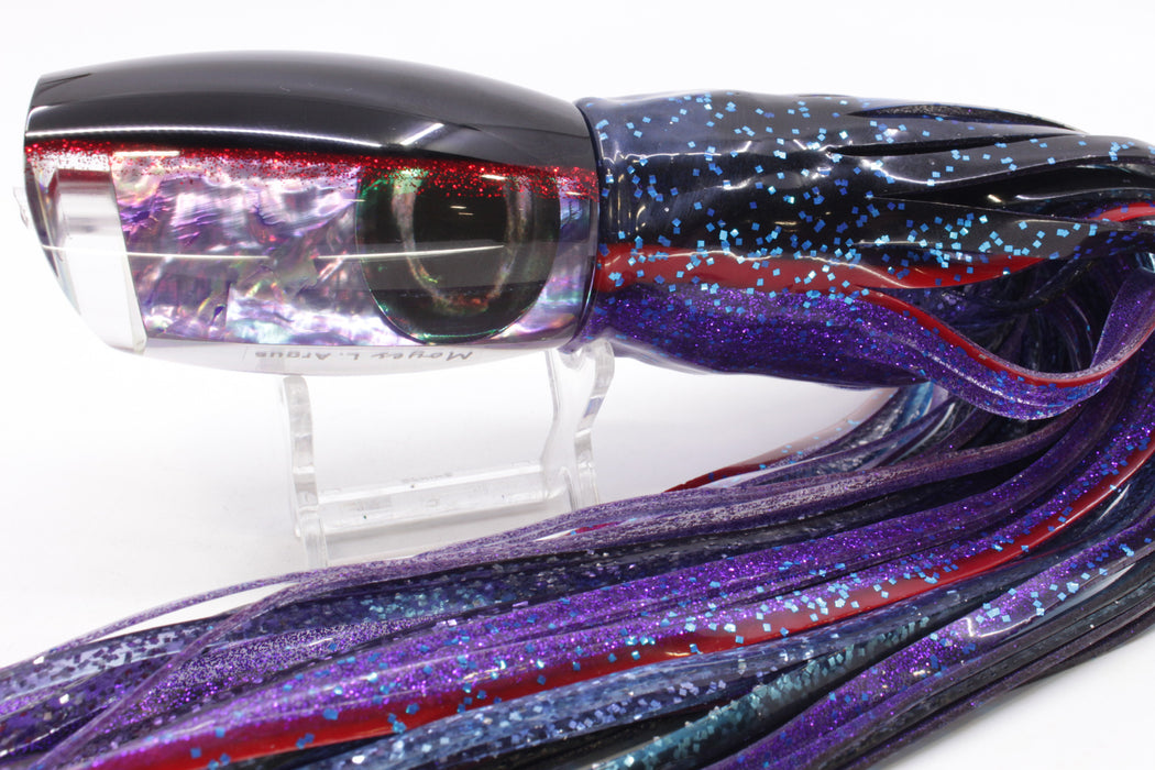 Moyes Lures Rainbow MOP Black-Red Back Taxi Eyes Large Argus 14" 10oz Skirted