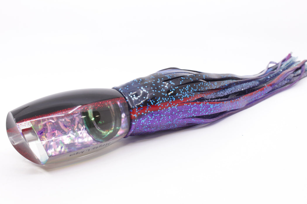 Moyes Lures Rainbow MOP Black-Red Back Taxi Eyes Large Argus 14" 10oz Skirted