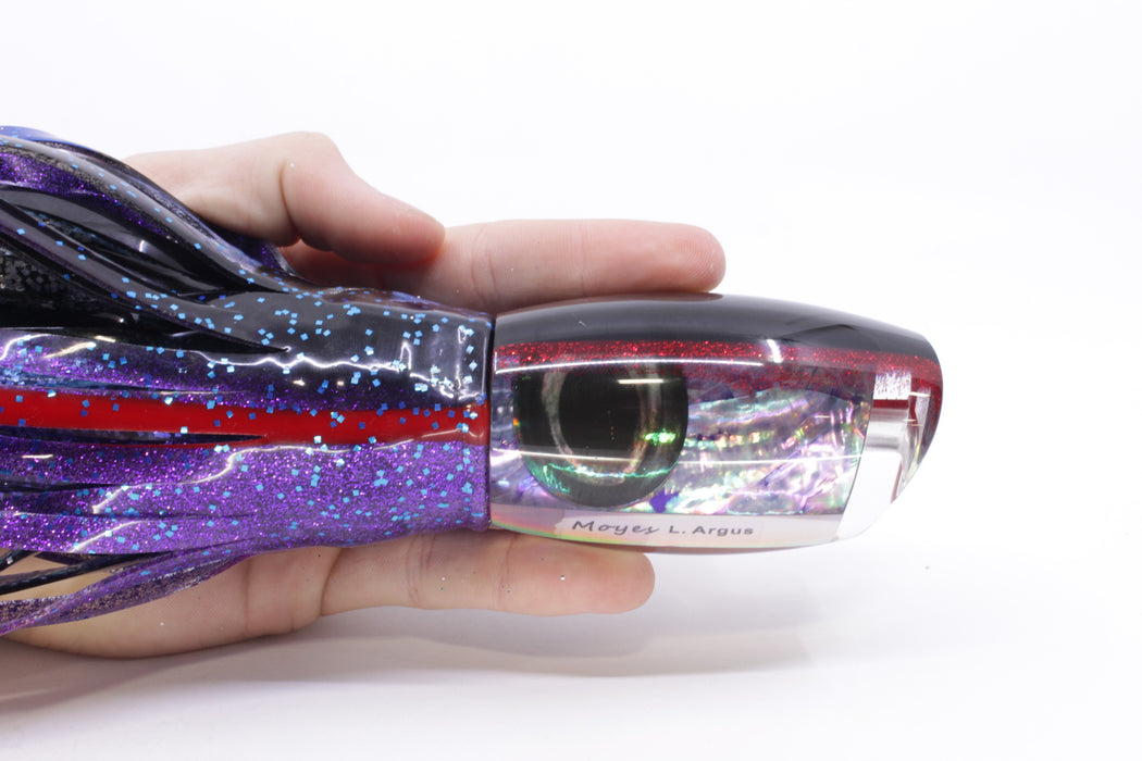 Moyes Lures Rainbow MOP Black-Red Back Taxi Eyes Large Argus 14" 10oz Skirted