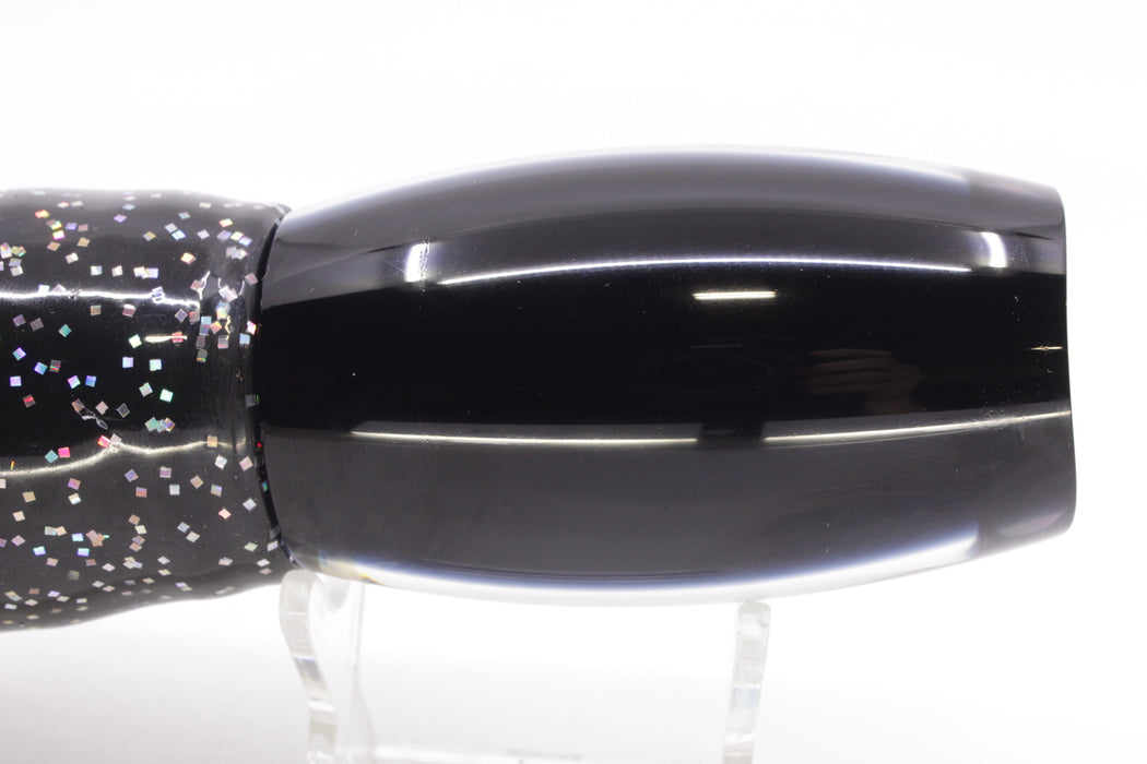 Moyes Lures Paua Shell Black Back Taxi Eyes Large Argus 14" 10oz Skirted Black/Rainbow