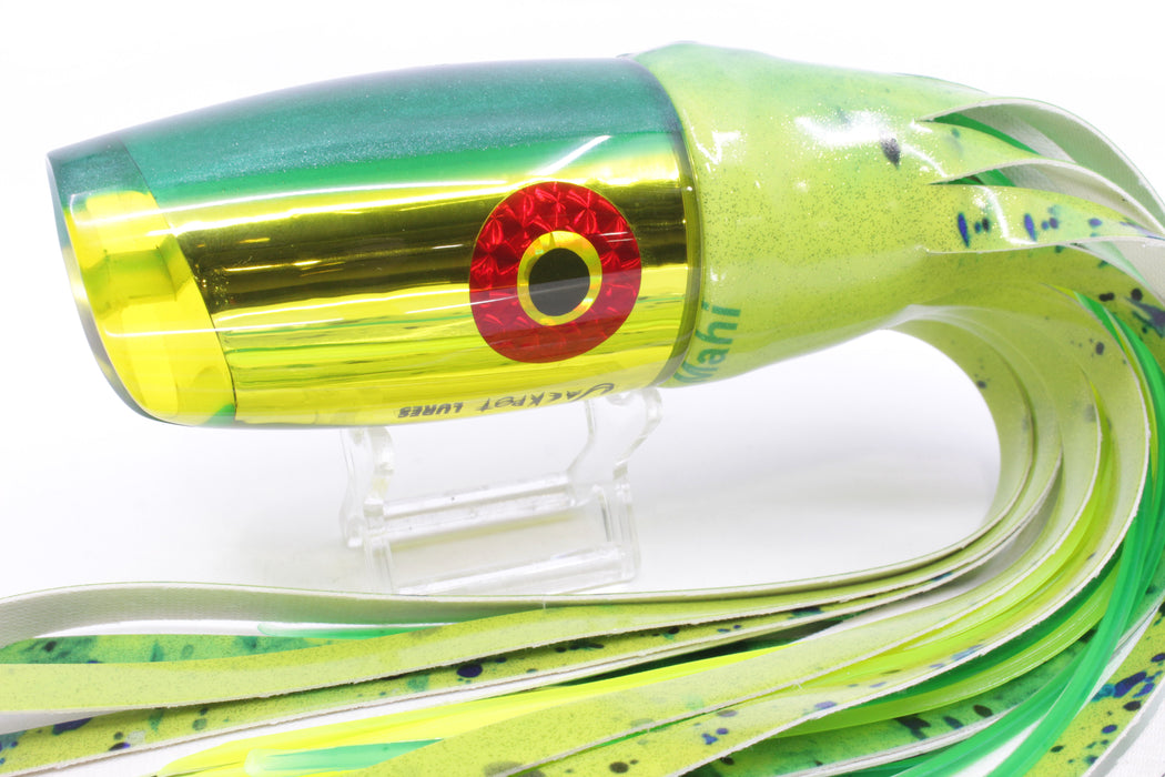 Jackpot Lures Yellow Chrome Green Back Cameltoe 14" 10.6oz Fire Tailz Vinyl Mahi