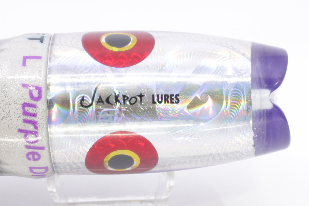 Jackpot Lures Silver Rainbow Purple Back Cameltoe 14" 10.6oz Fire Tailz Vinyl Purple Drip