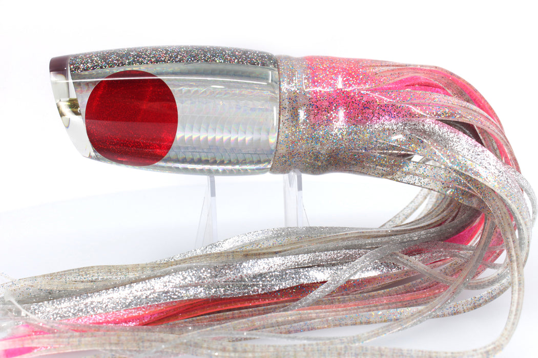 Koya Lures Silver Rainbow Scale Firecracker Pearl Red Eyes Large Poi Dog 16" 16oz Skirted