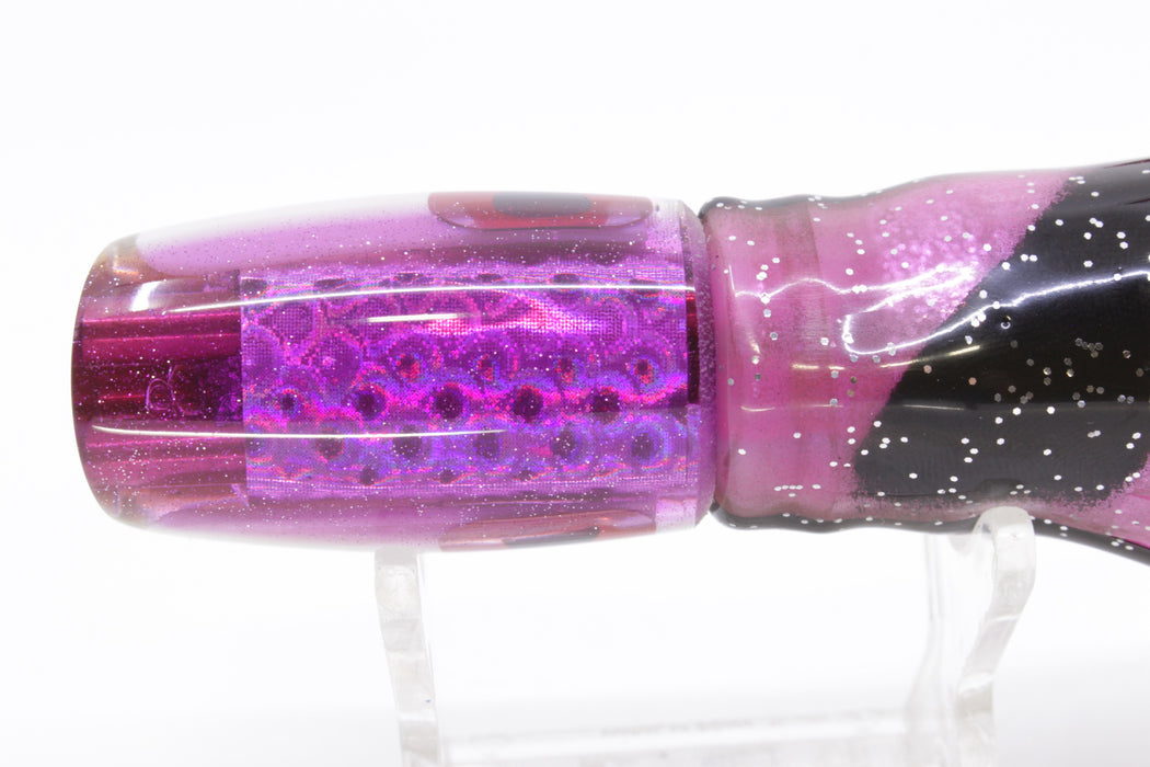 Coggin Lures White MOP Purple Back Hualalai Tado Slant 9" 4.7oz Skirted Purple-Black Bars