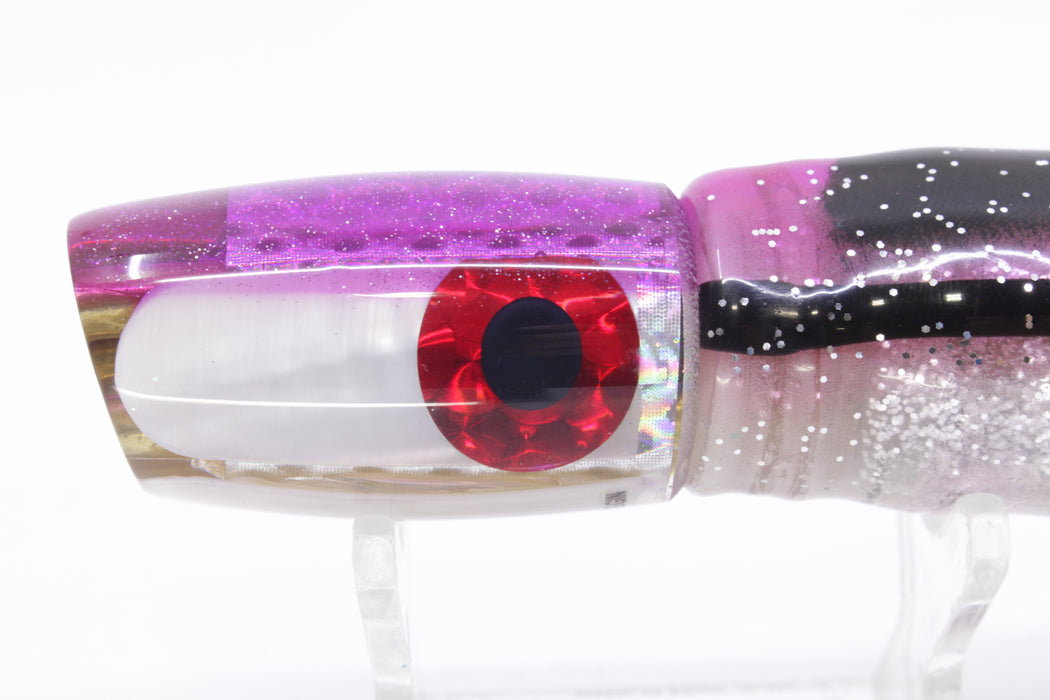 Coggin Lures White MOP Purple Back Hualalai Tado Slant 9" 4.7oz Skirted Purple-Black Bars