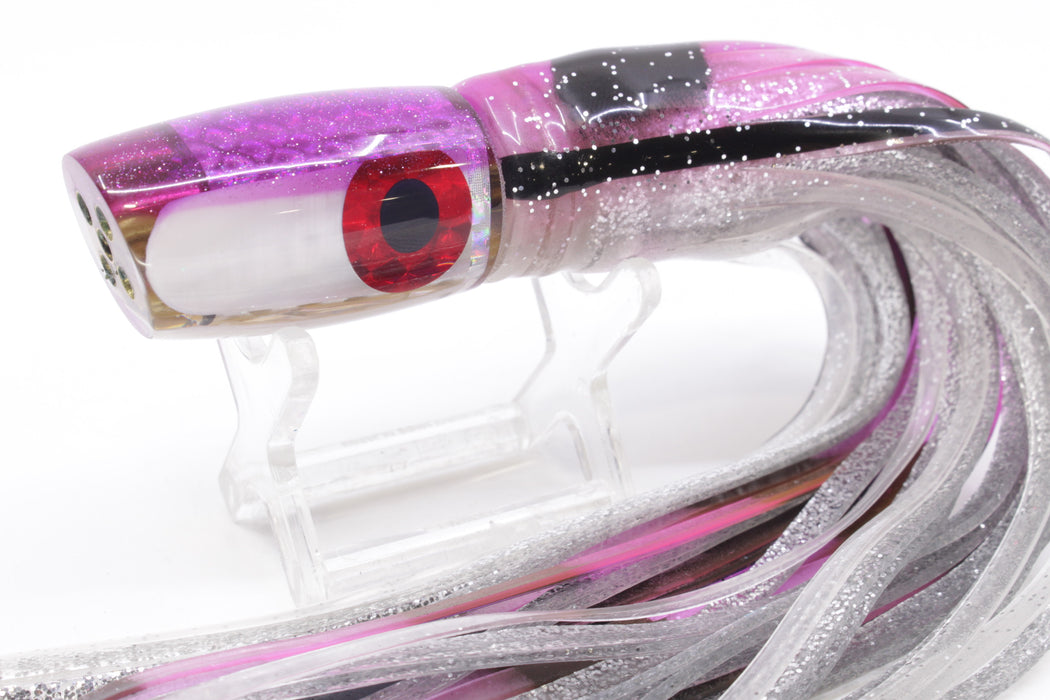 Coggin Lures White MOP Purple Back Hualalai Tado Slant 9" 4.7oz Skirted Purple-Black Bars