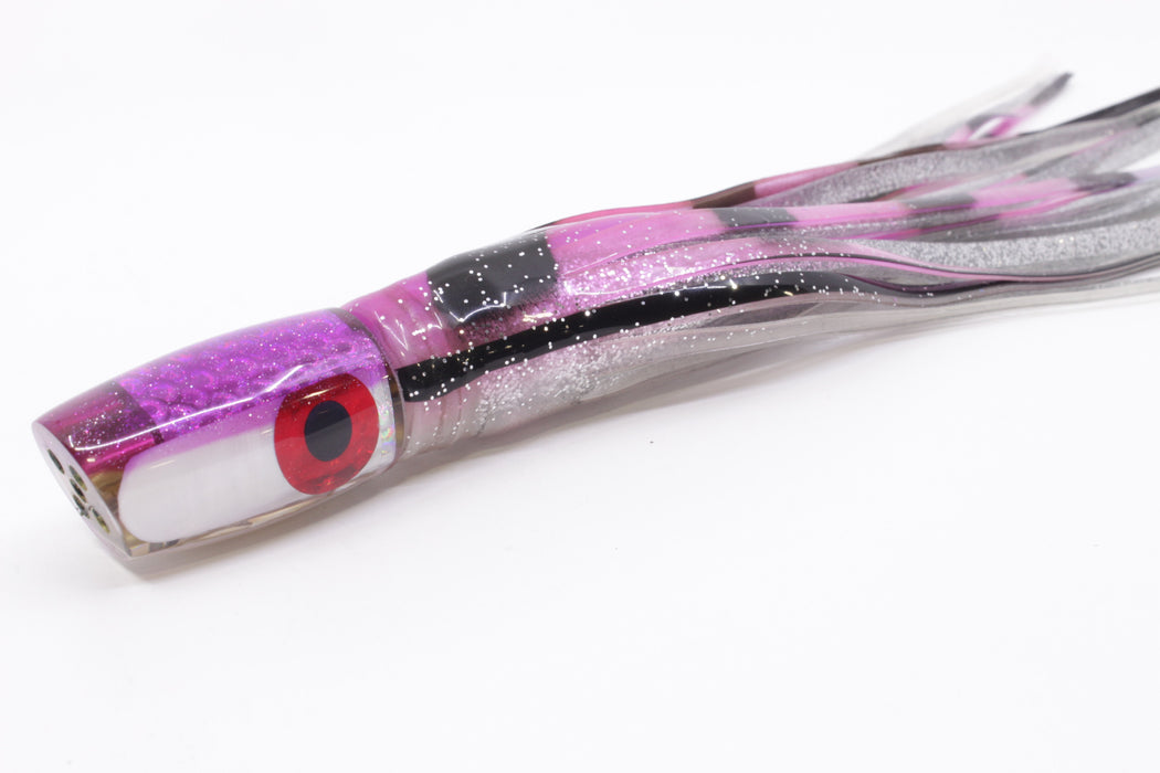 Coggin Lures White MOP Purple Back Hualalai Tado Slant 9" 4.7oz Skirted Purple-Black Bars