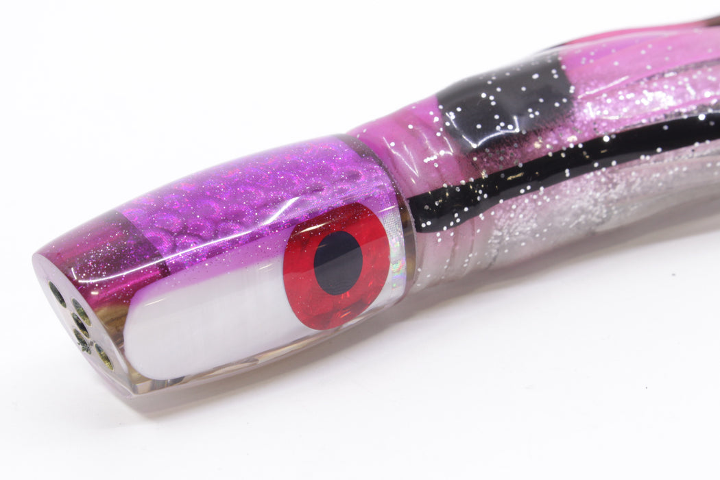 Coggin Lures White MOP Purple Back Hualalai Tado Slant 9" 4.7oz Skirted Purple-Black Bars