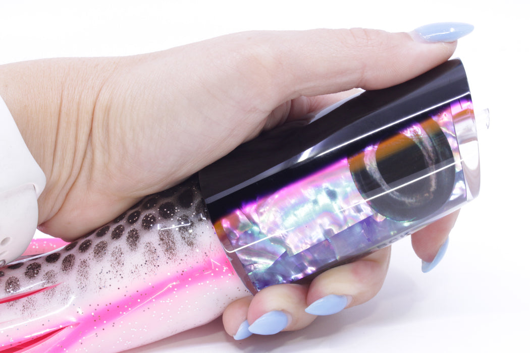 Moyes Lures Rainbow MOP Black-Pink Back Taxi Eyes B.C.K. 14" 11oz Skirted White-Black Dots