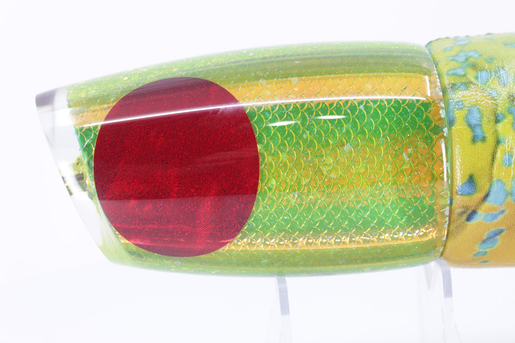 Koya Lures Lime Green Rainbow Scale Red Eyes Large Poi Dog 16" 13.5oz ALV Gold Mahi