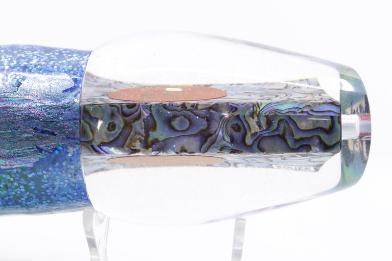 Bonze Lures Paua Shell Red Eyes Sugar Daddy 14" 16.5oz Blue Aurora-Holo Black Bars EZ-K