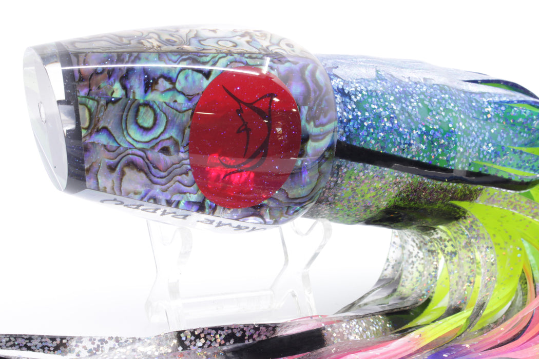 Bonze Lures Paua Shell Red Eyes Sugar Daddy 14" 16.5oz Blue Aurora-Holo Black Bars