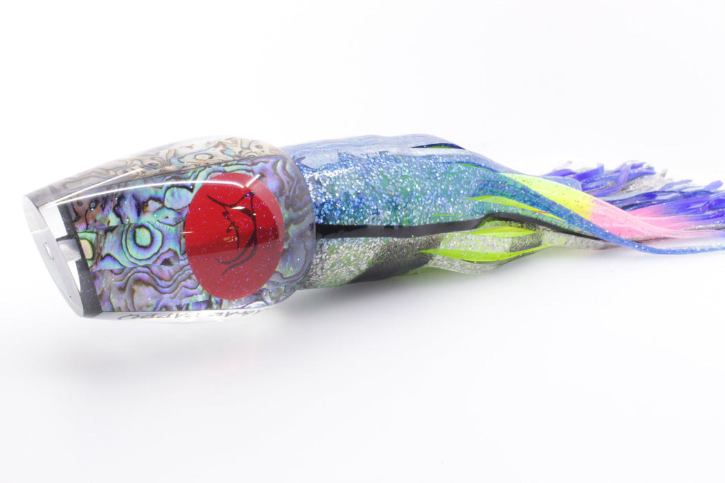 Bonze Lures Paua Shell Red Eyes Sugar Daddy 14" 16.5oz Blue Aurora-Holo Black Bars EZ-K