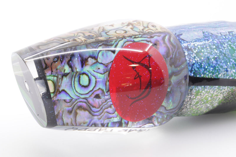 Bonze Lures Paua Shell Red Eyes Sugar Daddy 14" 16.5oz Blue Aurora-Holo Black Bars EZ-K