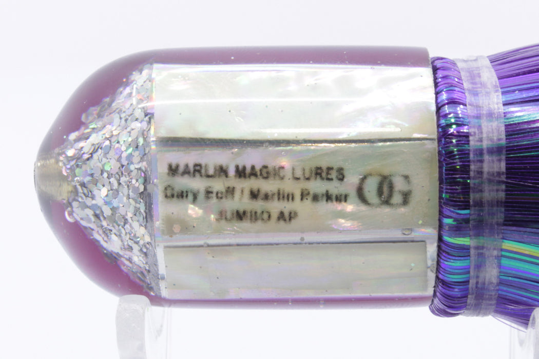 Marlin Magic Lures White MOP Purple Back Jumbo AP Bullet 9" 6oz Strobez Purple/White