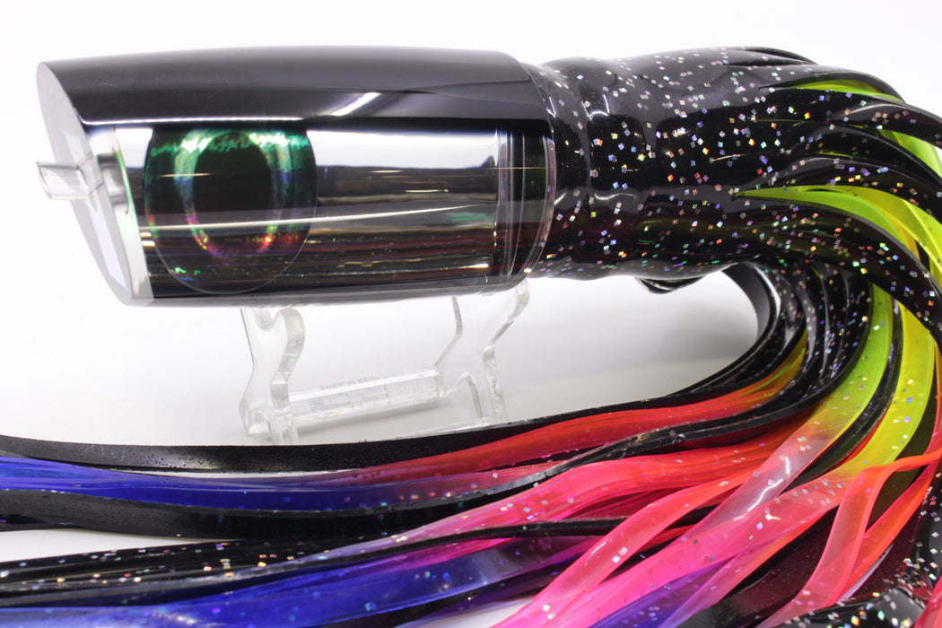 Moyes Lures Clear Mirrored Black Back Taxi Eyes B.C.K. 14" 11oz Skirted Black/Rainbow