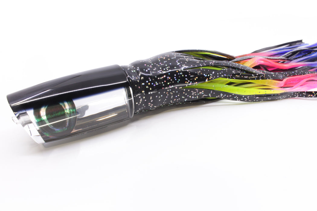 Moyes Lures Clear Mirrored Black Back Taxi Eyes B.C.K. 14" 11oz Skirted Black/Rainbow