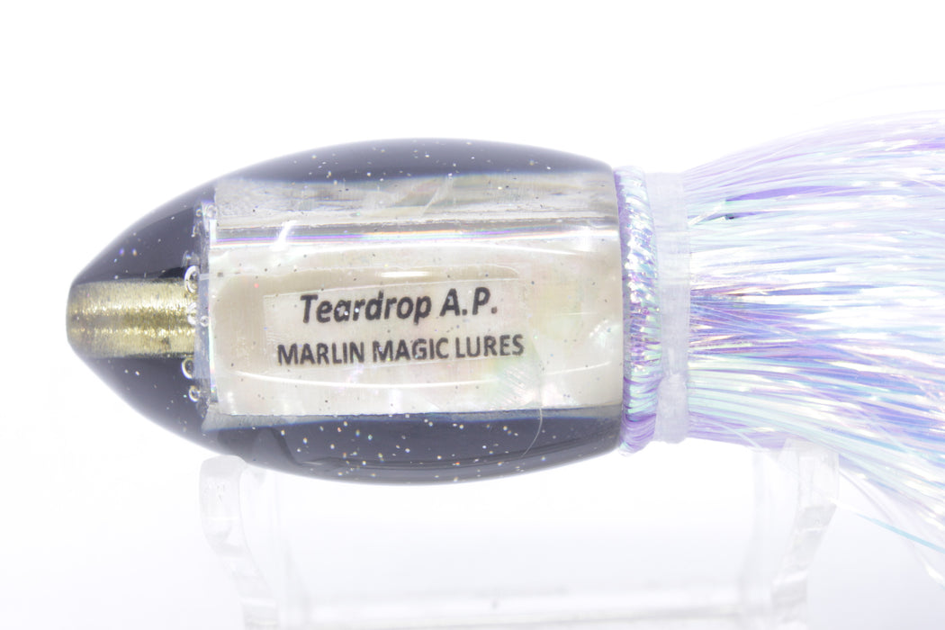 Marlin Magic Lures White Awabi Black Back Teardrop AP Bullet 7" 2.8oz Flashabou
