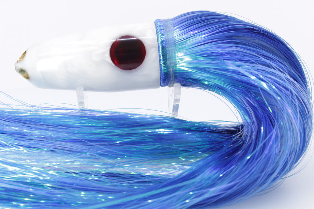 Tanigawa Lures White Pearl 4-Hole Bullet 9"+ 7.9oz Strobez Blue-White