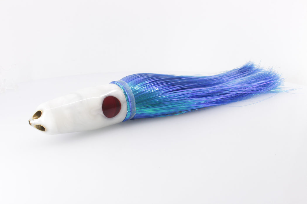 Tanigawa Lures White Pearl 4-Hole Bullet 9"+ 7.9oz Strobez Blue-White