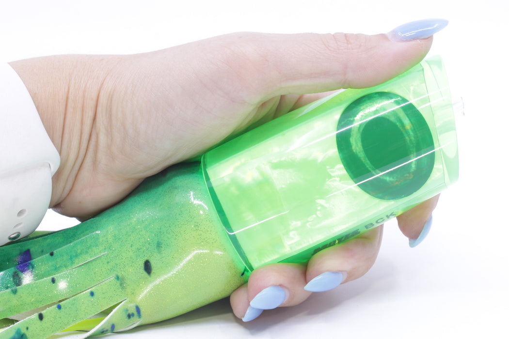 Moyes Lures Chartreuse MOP Taxi Eyes B.C.K. 14" 9.2oz Fire Tailz Vinyl Mahi