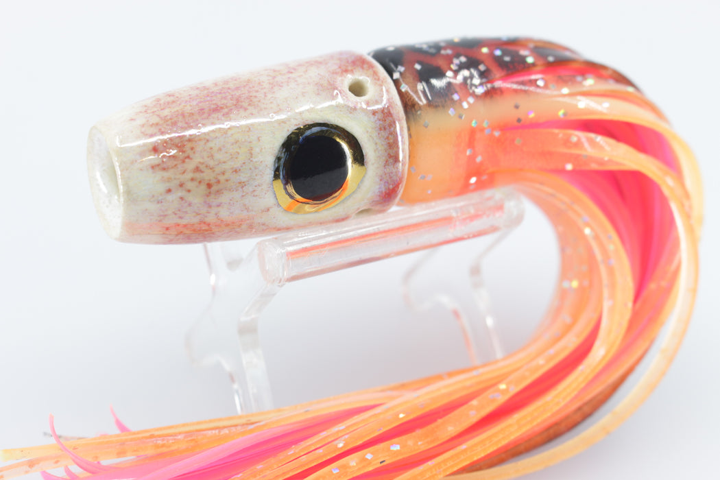 Mark White Lures Squid Pearl Smoker 7" 2.8oz Skirted Orange-Black-Pink