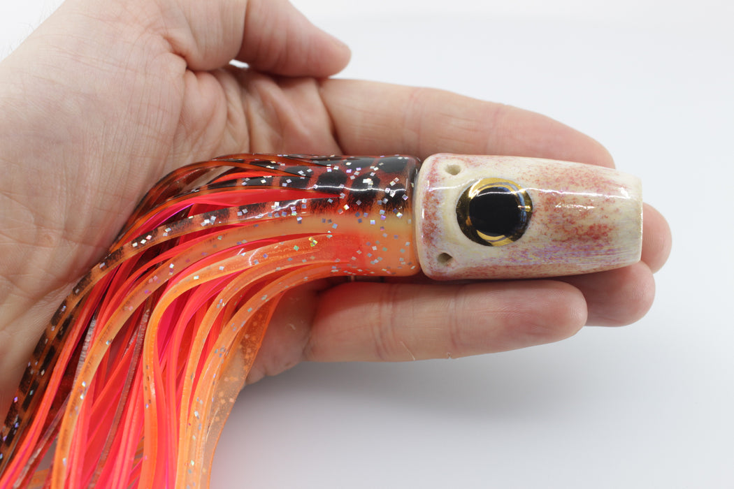 Mark White Lures Squid Pearl Smoker 7" 2.8oz Skirted Orange-Black-Pink